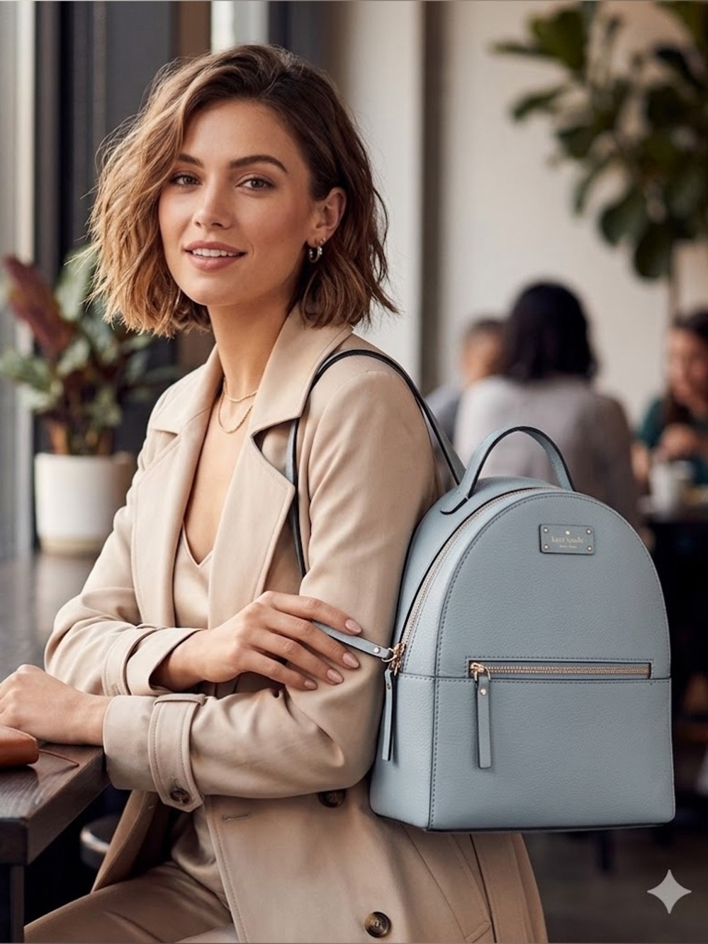 Kate Spade Grayish Green Leather backpack